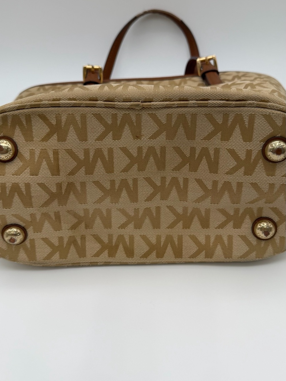 Michael Kors Beige/Tan MK Logo Tote with Front Pocket used condition!! - Picture 6 of 12